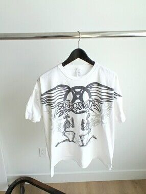 VTG 2007 Aerosmith AOP Graphic T-Shirt XL Gaziani Alstyle Y2K White Band Tee